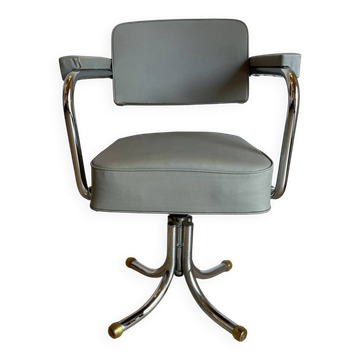 Vintage office chair – Mid-Century style Chrome and Faux leather