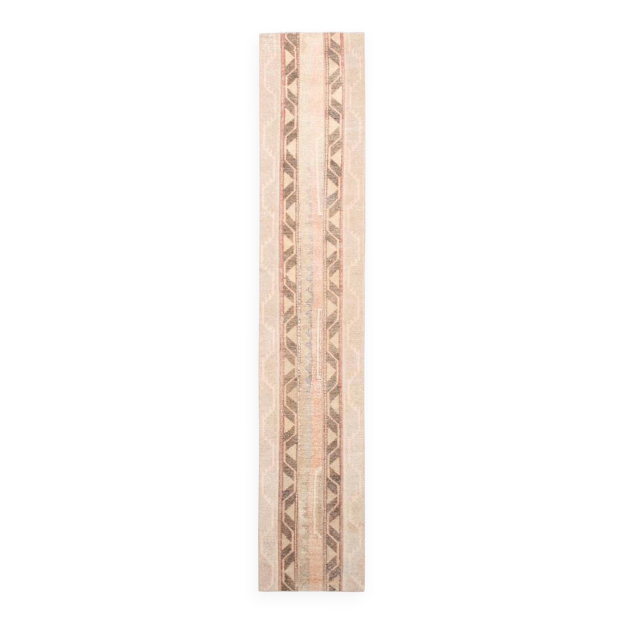 Turkish Pale Red & Cream Vintage Runner Rug, 71x378Cm