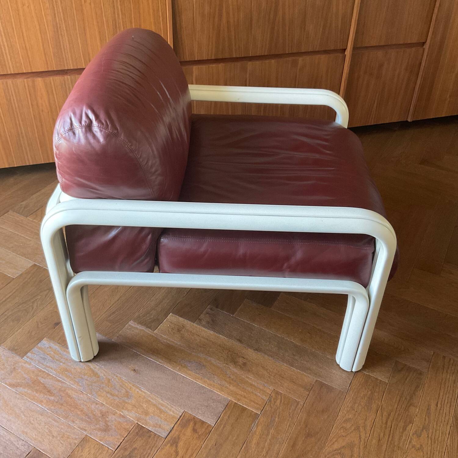 Gaëtana Aulenti armchair, vintage leather, 70s