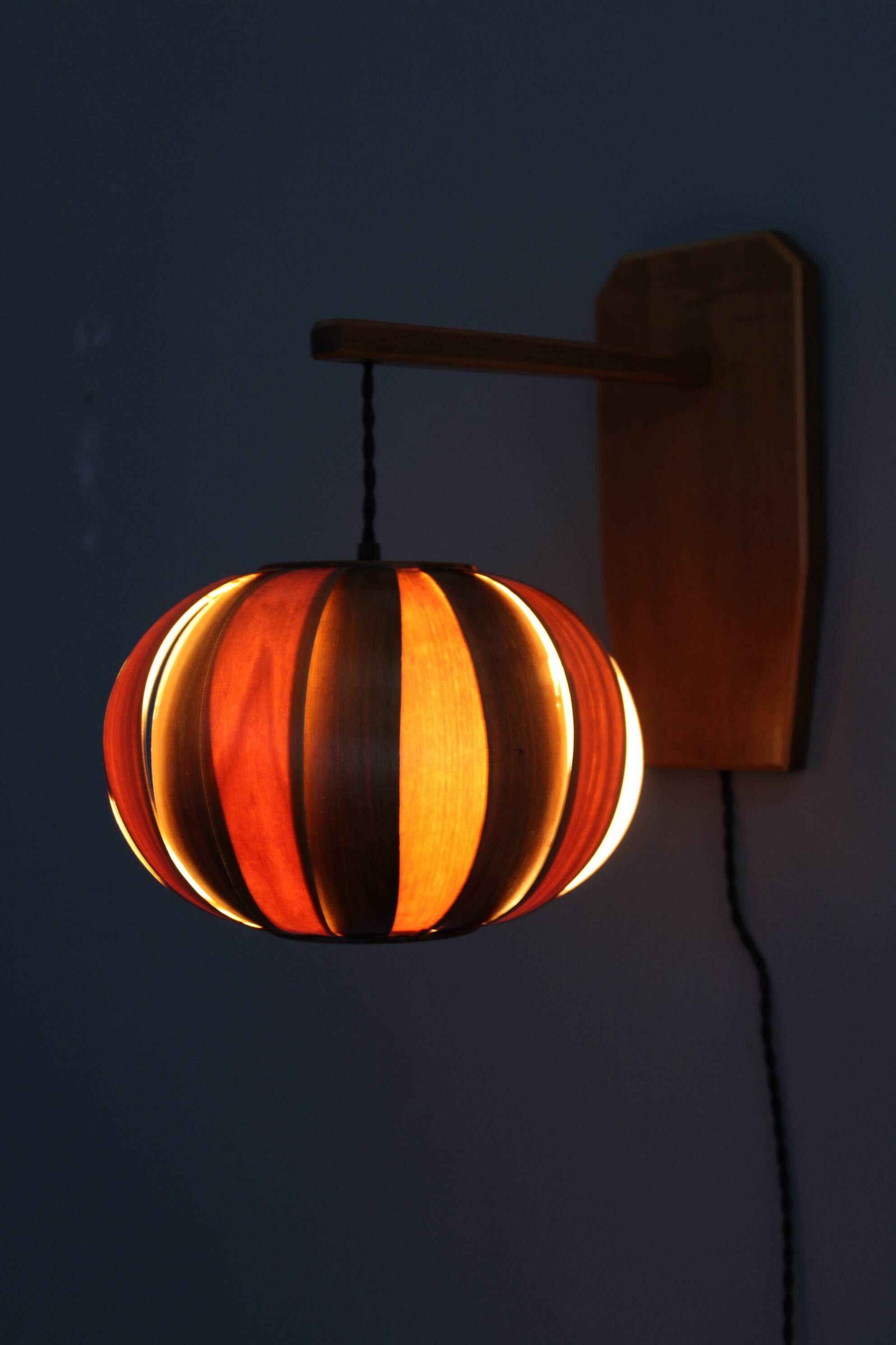 1960s Wooden Wall Lamp, Czechoslovakia
