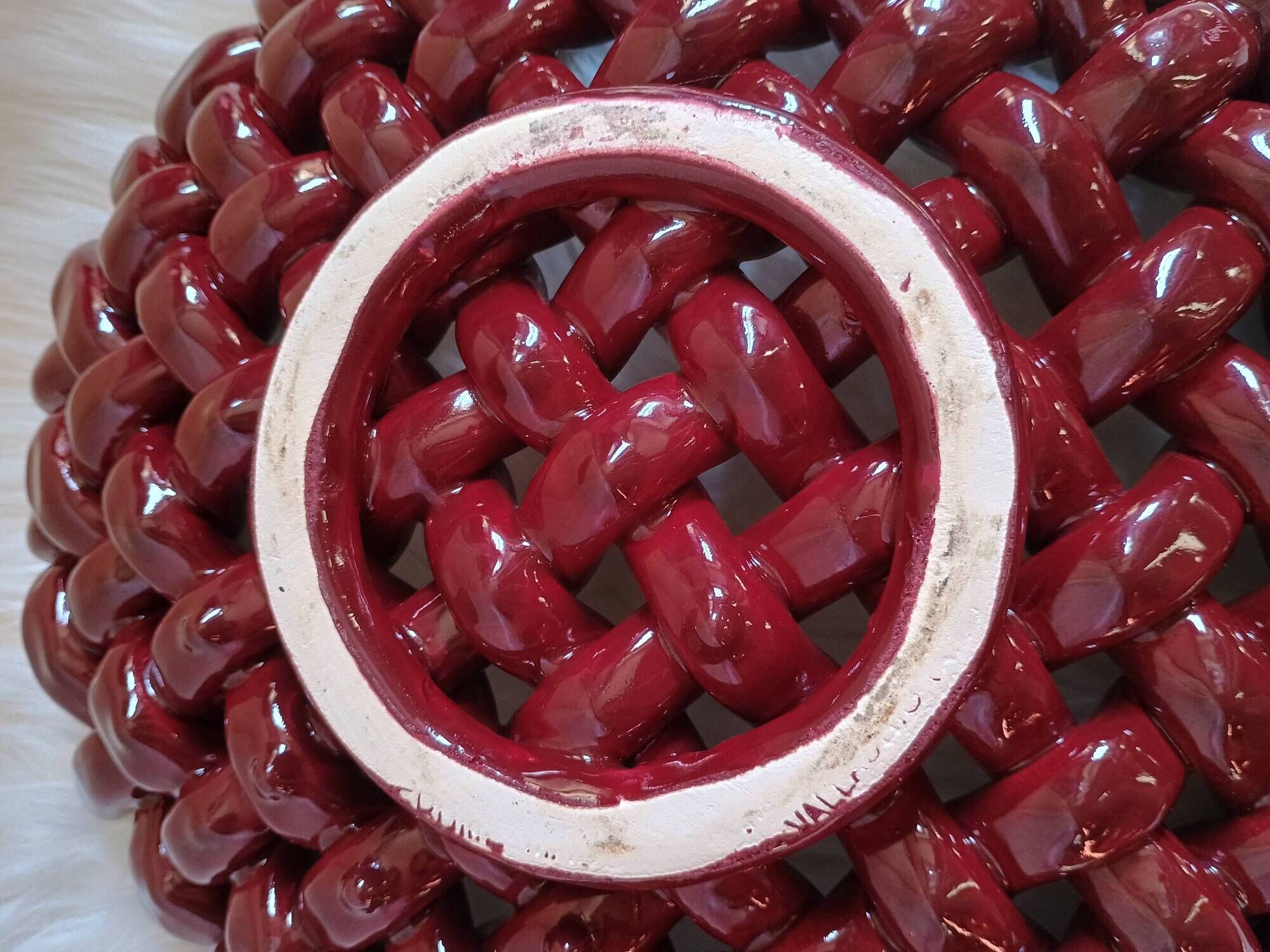 Corbeille à fruits tressée Jérôme Massier Vallauris bordeaux