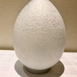 Egg lamp speckled white glass