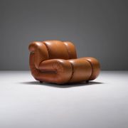 Velasquez Vintage Lounge Chair in Cognac Leather by Mimo Padova Italy