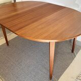 Extendable swedish round teak dining table