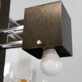 1970s Italian chandelier with Murano glass shades and anodized metal frame