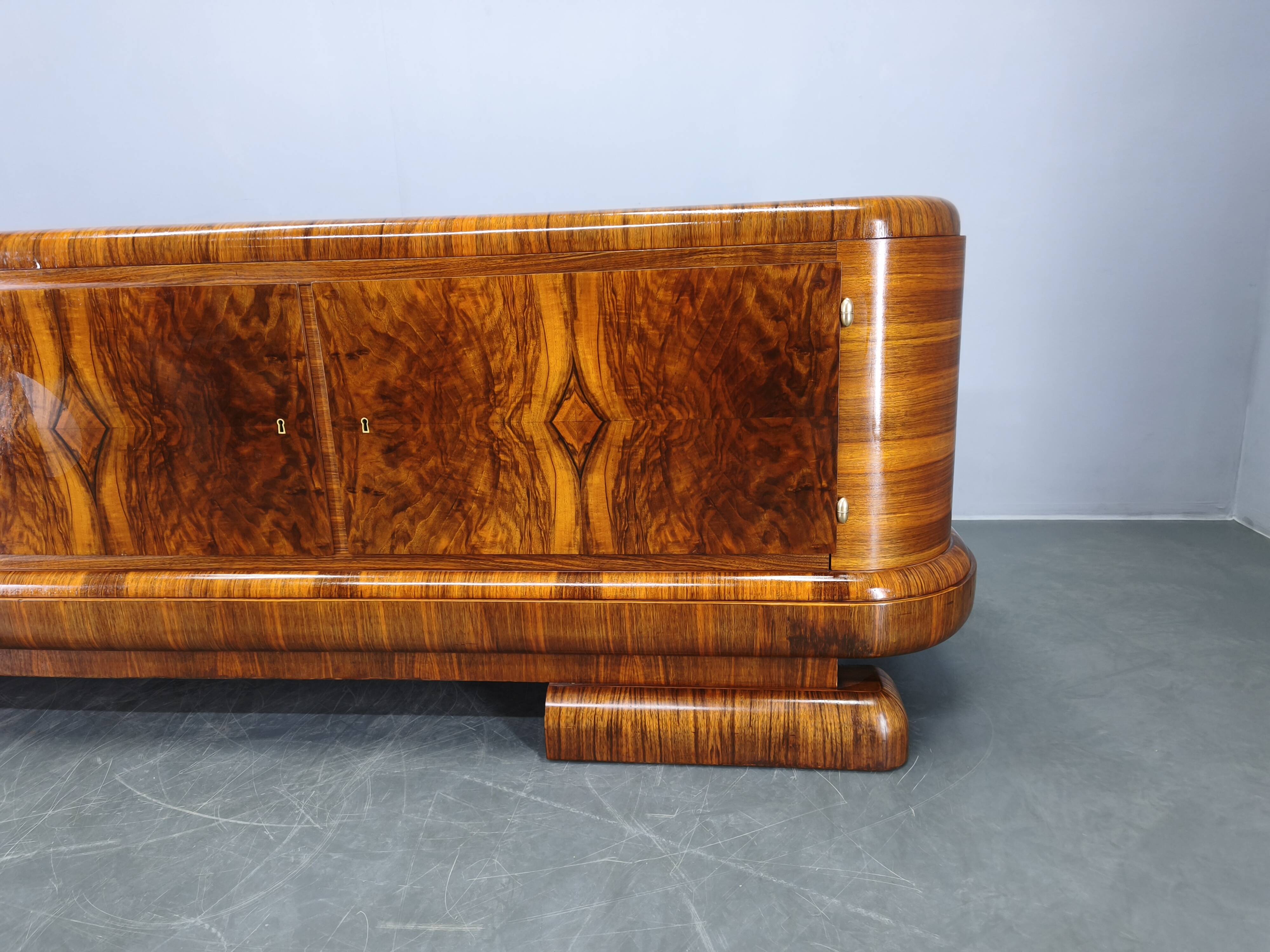 Art Deco Walnut Sideboard, Czechoslovakia, 1930s