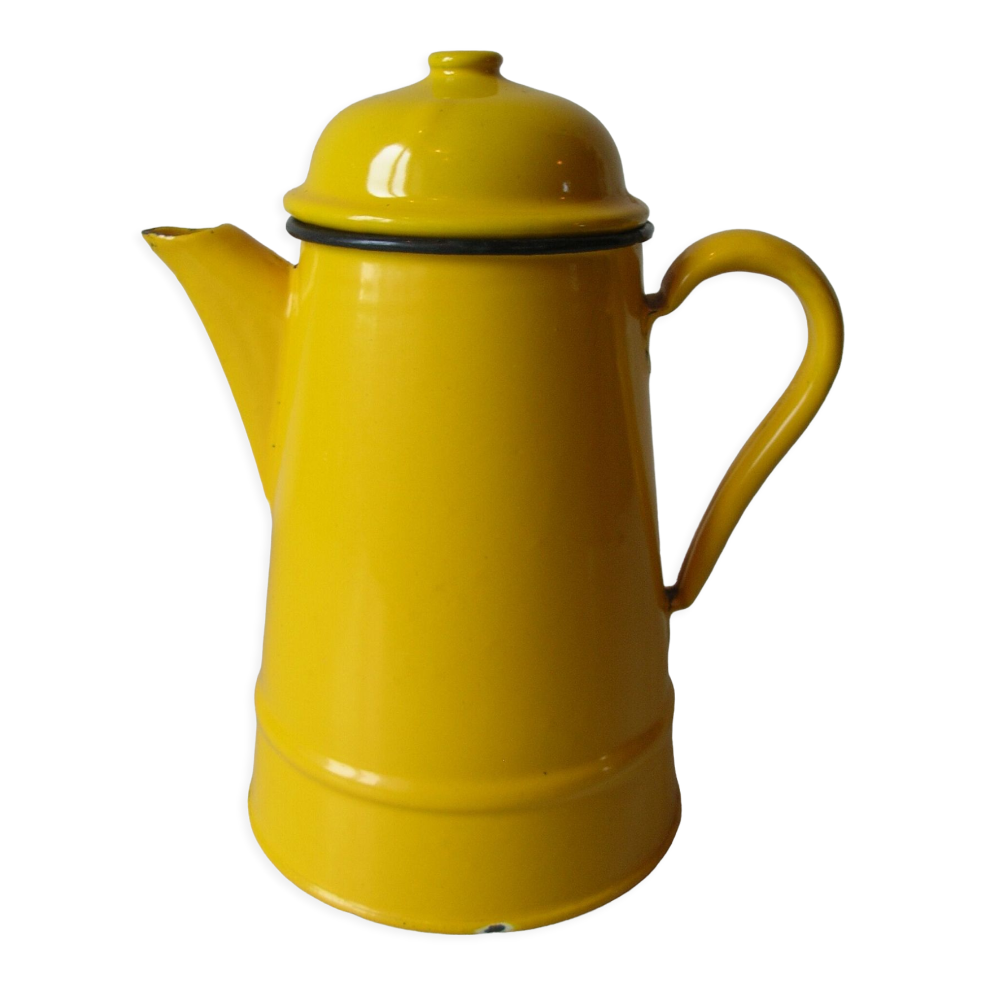 Old yellow enamelled coffee maker Made in Poland deco kitchen countryside farm