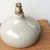 Gray ceramic lamp, raffia lampshade, 1960s