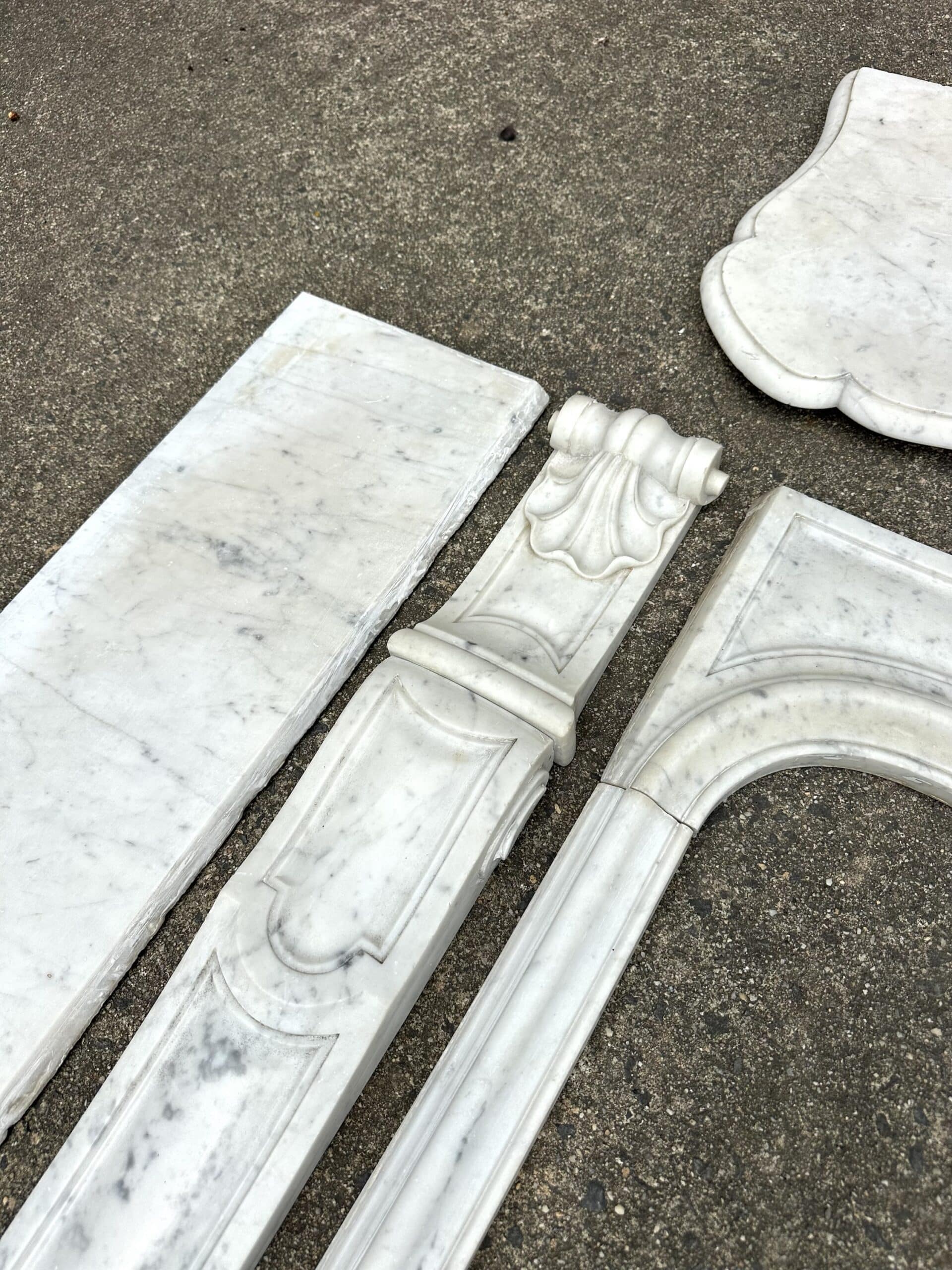 White Carrara marble fireplace from around 1880