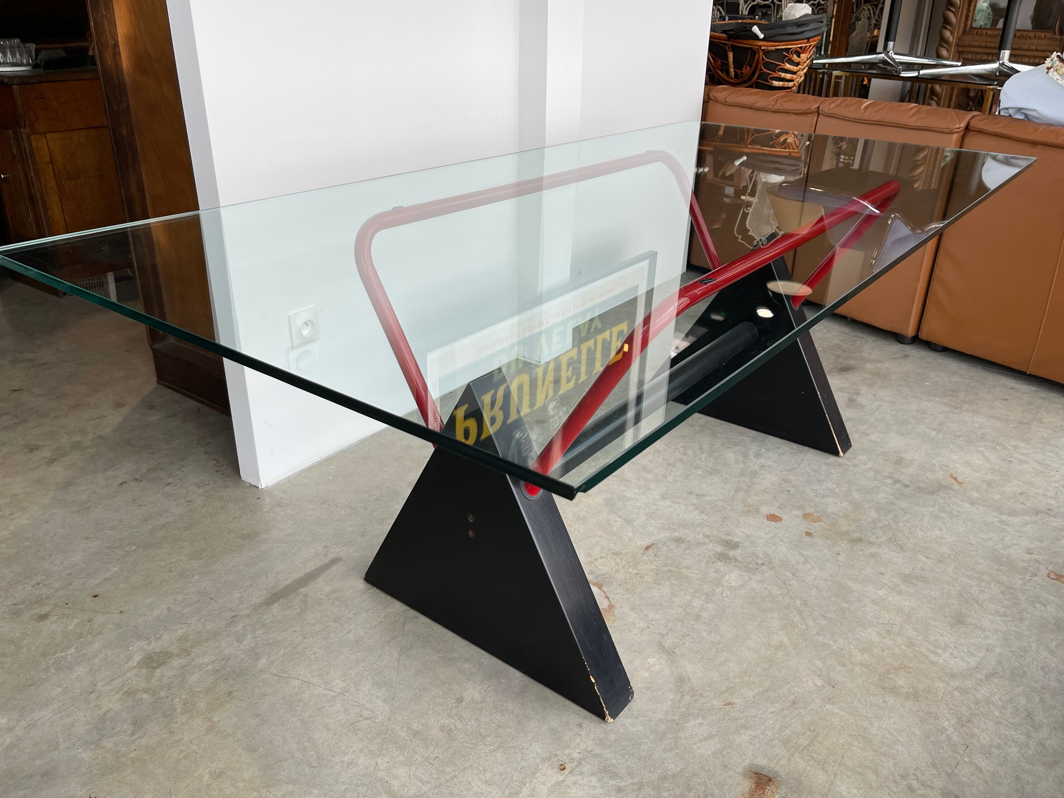 Modernist table / desk gigante zambusi boccato X seccose Memphis 1980