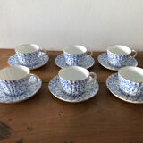 Set of 6 coffee cups in antique porcelain