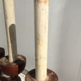 Série de 4 anciens bougeoirs en bois/brutaliste