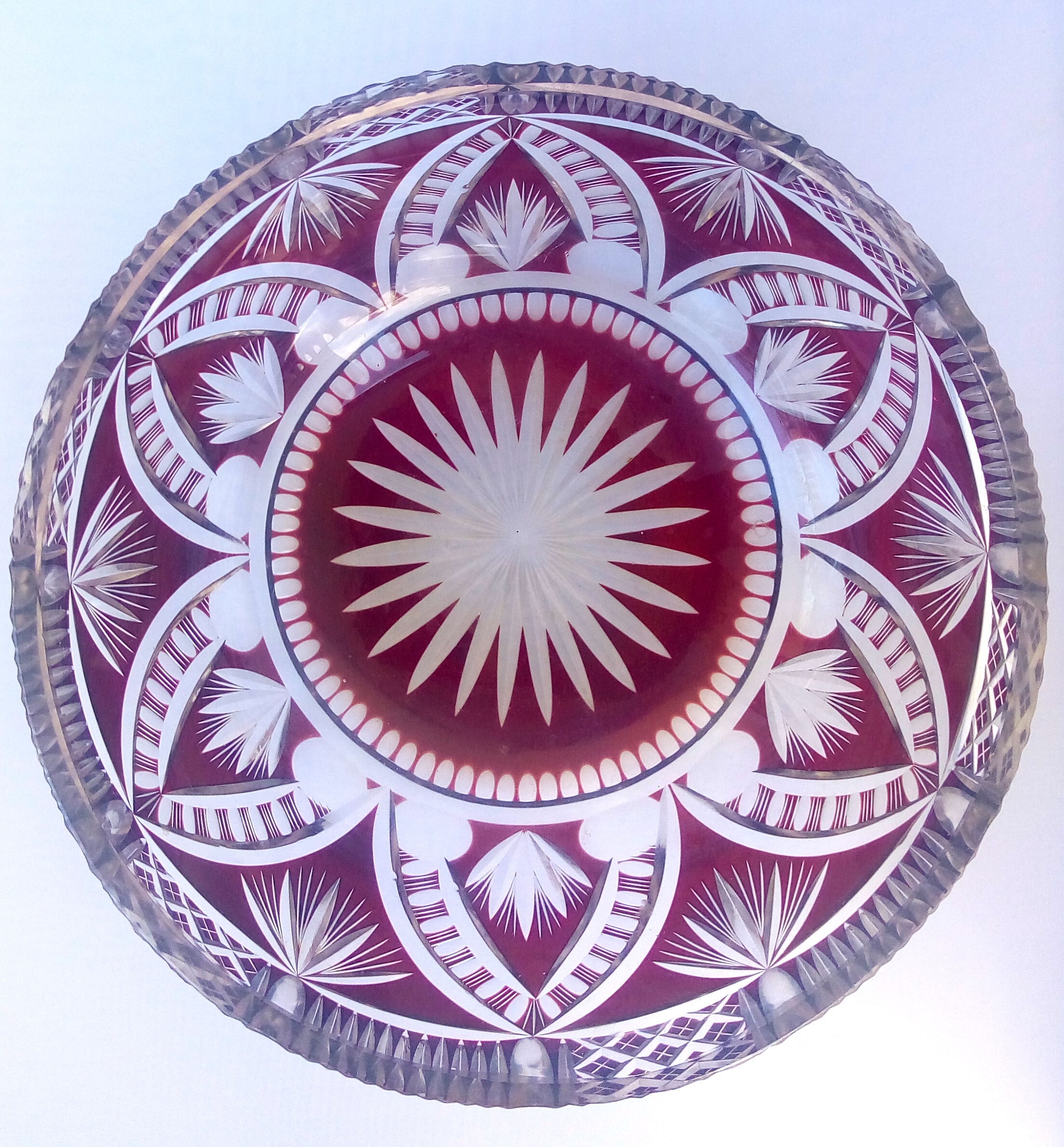 Red Bohemian crystal salad bowl