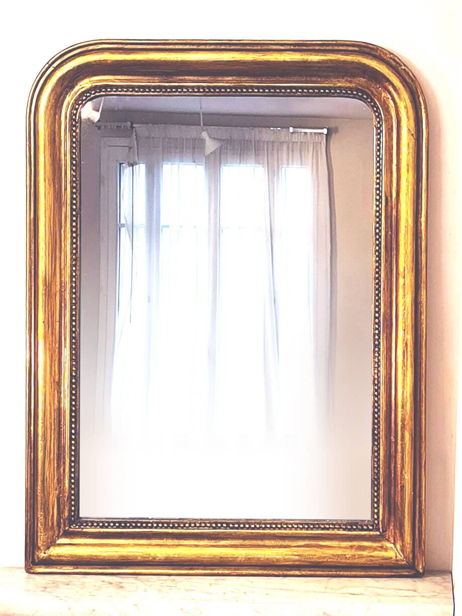 Old large Louis Phillipe mirror, gilded with gold leaf - Emilien"