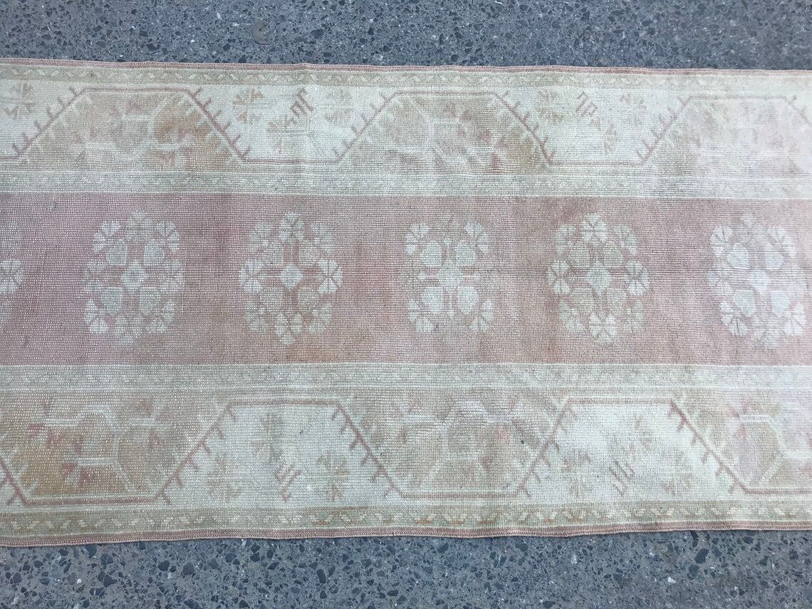 Handmade muted oushak hallway runner 280 X 85 cm