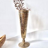 Engraved brass vase