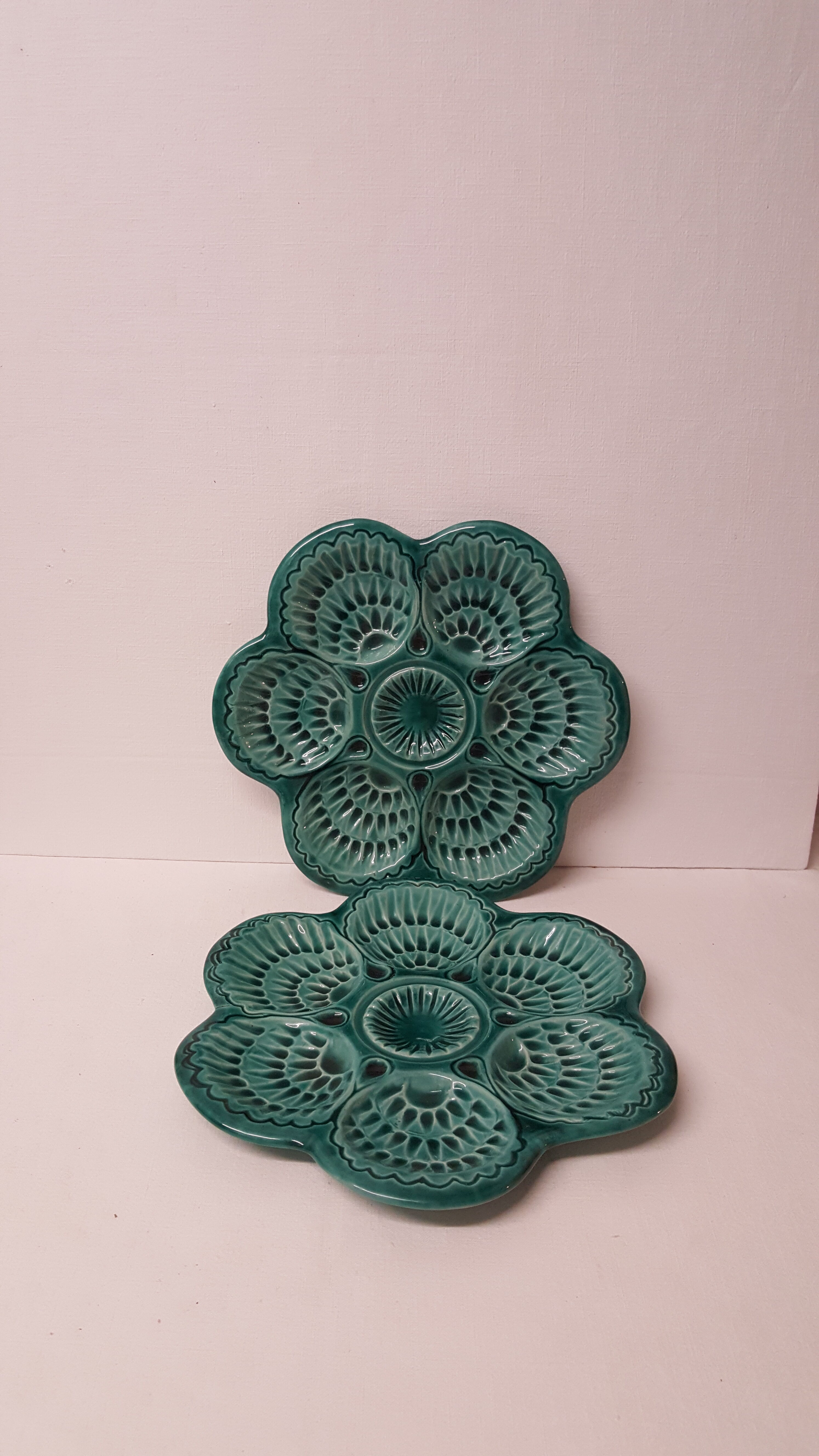 Duo of oyster plates Signed Marcel Guillot France