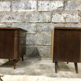 Pair of night tables feet compass bedside end of vintage sofa old 1950 1960 retro