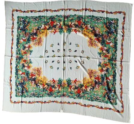 Vintage hunting tablecloth 145x125