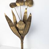 Brass Floral Leaf Wall Sconce, Hollywood Regency Style, 1960s