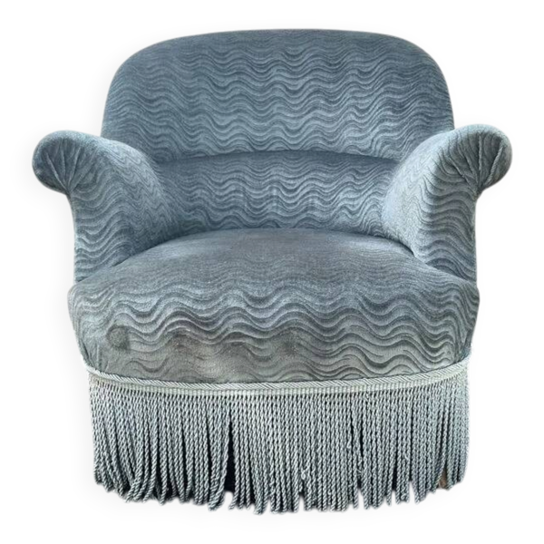 Fauteuil crapaud bleu pétrole