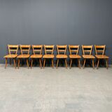 Set of eight german stick chairs from the 1950
