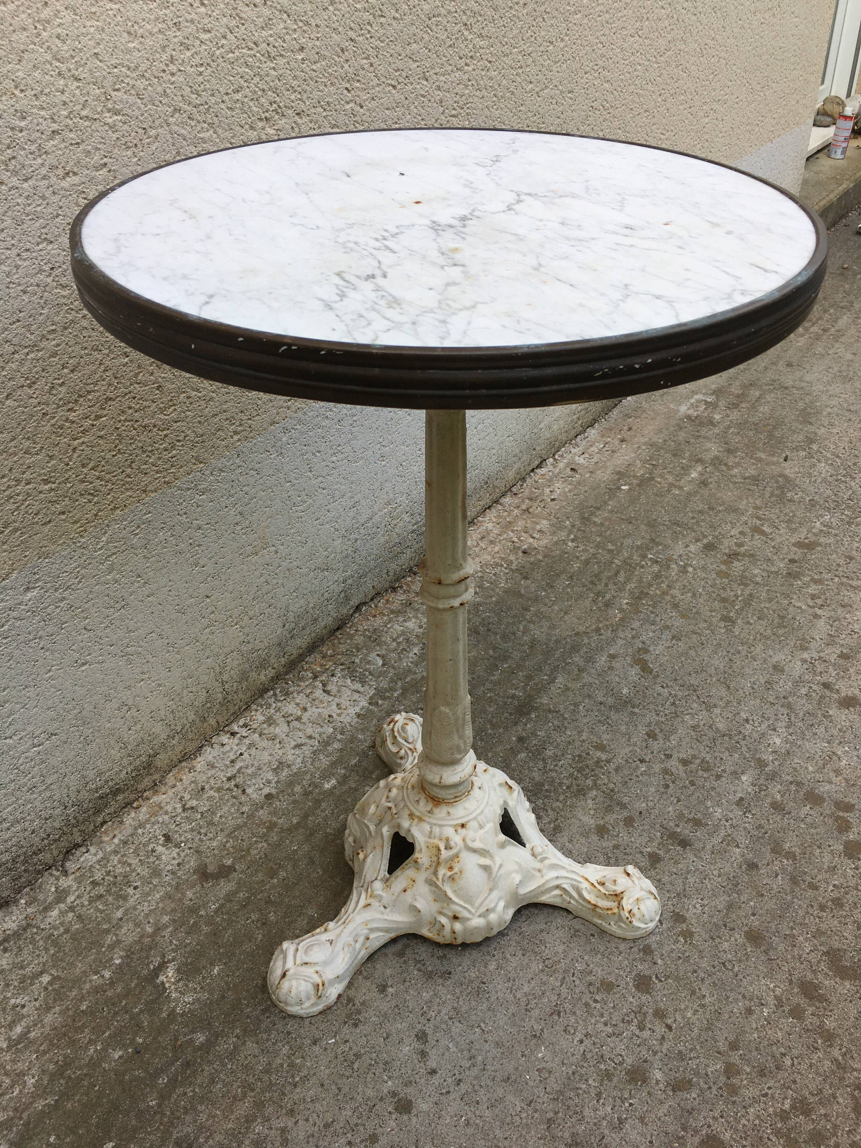 Old marble round bistro table