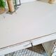 Retro white oak desk patinated foot compass