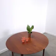 Vintage Danish Søborg Møbelfabrik extendable oval round dining table teak