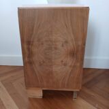 Table de chevet vintage rose marqueterie chêne