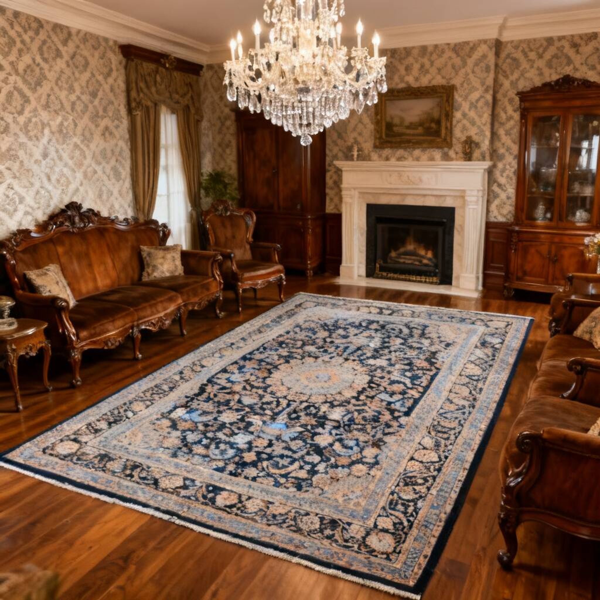 Oriental carpet kashmar iran in wool: 3.55 x 2.50 metres - circa: 1970 - "galerie sardje"