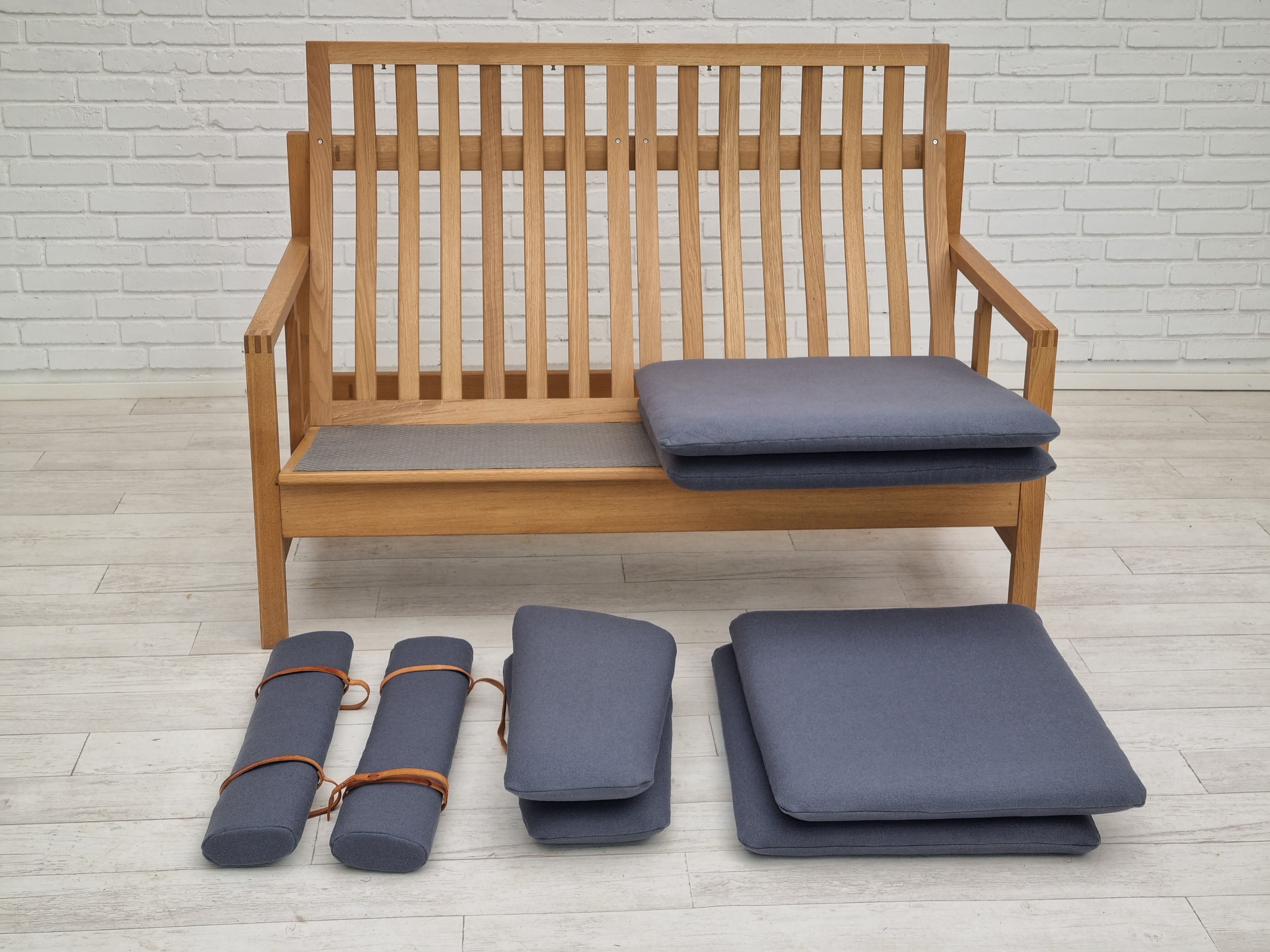 1970s, Danish design by Børge Mogensen, sofa model 2252, oak, furniture wool