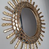 Miroir soleil en bois doré 65x75cm