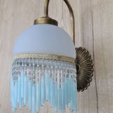 Blue wall lamp with pearl fringes