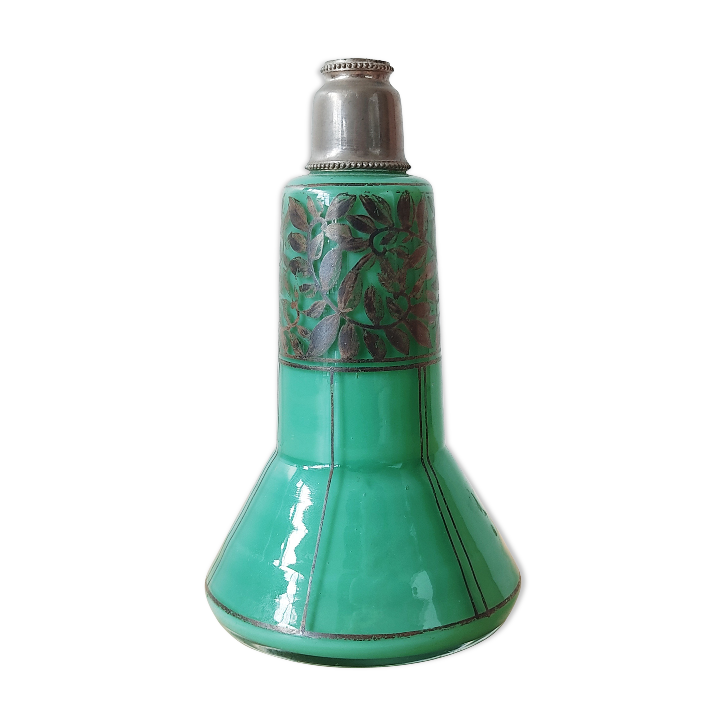 Hand-painted turquoise-lined glass vase