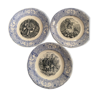 3 talking plates, theme "Jeanne d'Arc" by Gien