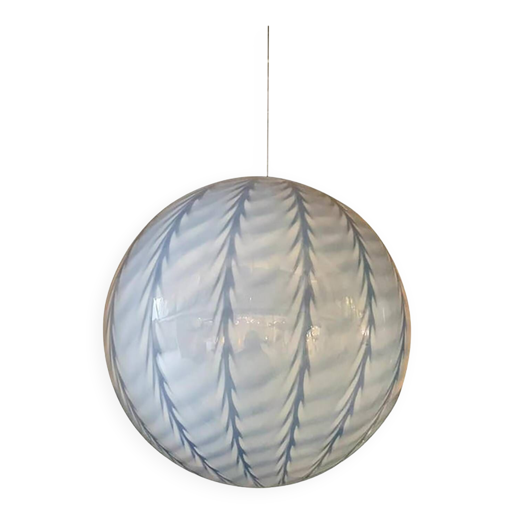 Contemporary Blue and Milky-White Spider Sphere Pendant in Murano Glass