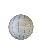 Contemporary Blue and Milky-White Spider Sphere Pendant in Murano Glass