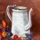 Peinture, nature morte aux fleurs et fruits