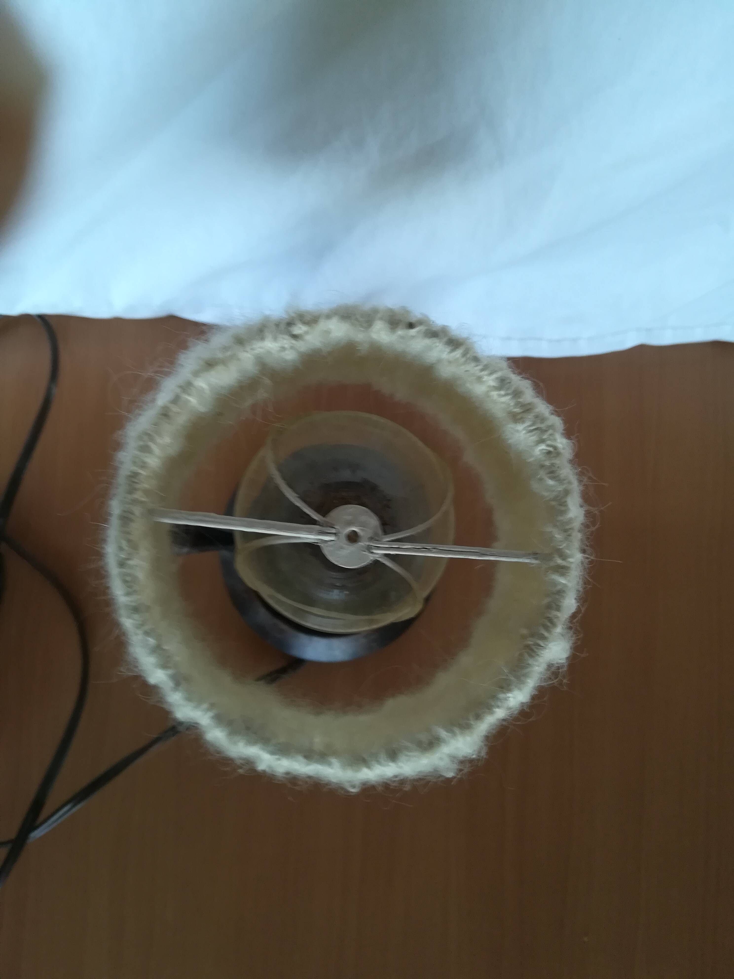 Bedside lamp in wood and wool