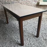 Vintage bistro table half-centuries wood and formica chiné