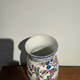 Glazed earthenware vase – floral and bird decoration –