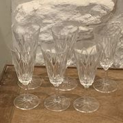 6 vintage champagne flutes patterned leaves or petals
