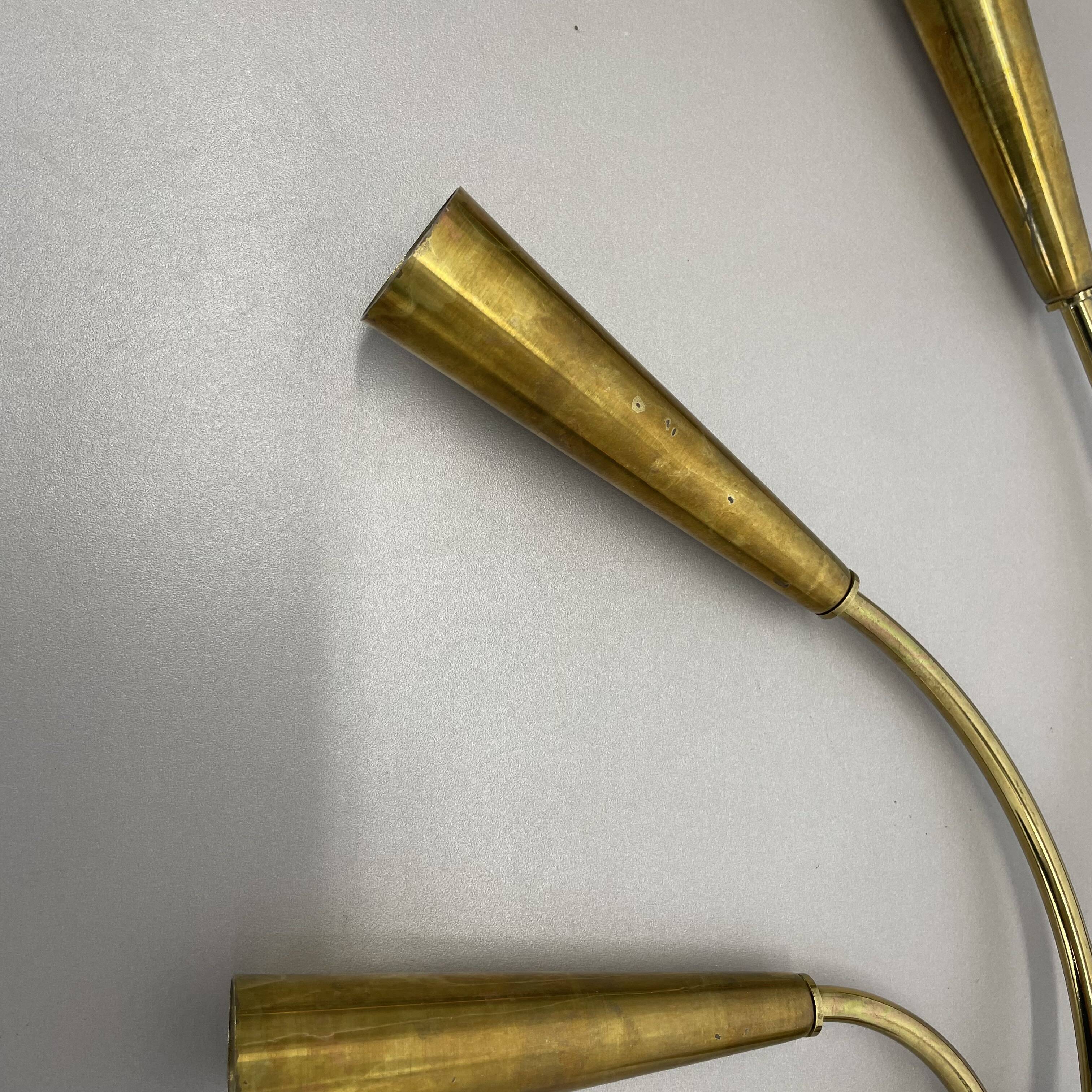 rare minimalist 53cm Brass Stilnovo Style Theatre Wall Light Sconce, Italy 1950s