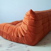 Amber orange velvet Togo 3-seater sofa by Michel Ducaroy for Ligne Roset, 1973