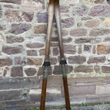 Pair of vintage wooden skis 1900-1920 mountain sport alsace chalet alps