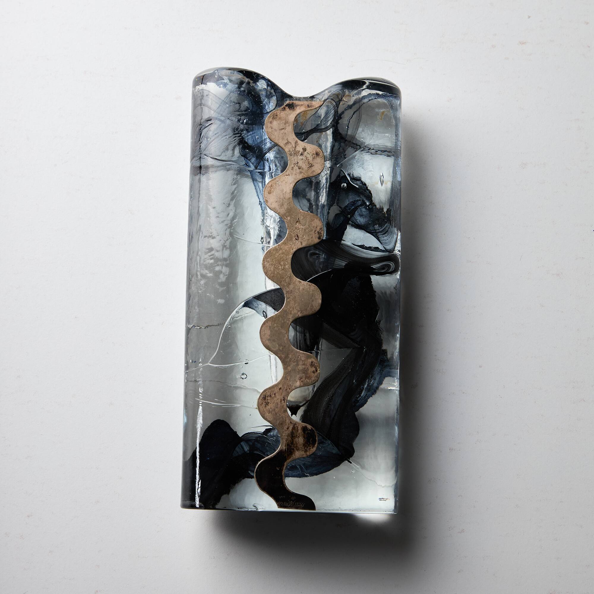 1970s Glass and Silver Plated Vase by Claude Cuny for Cassetti Firenze