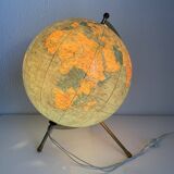 Vintage 1969 globe, tripod glass, Taride world map - 33 cm