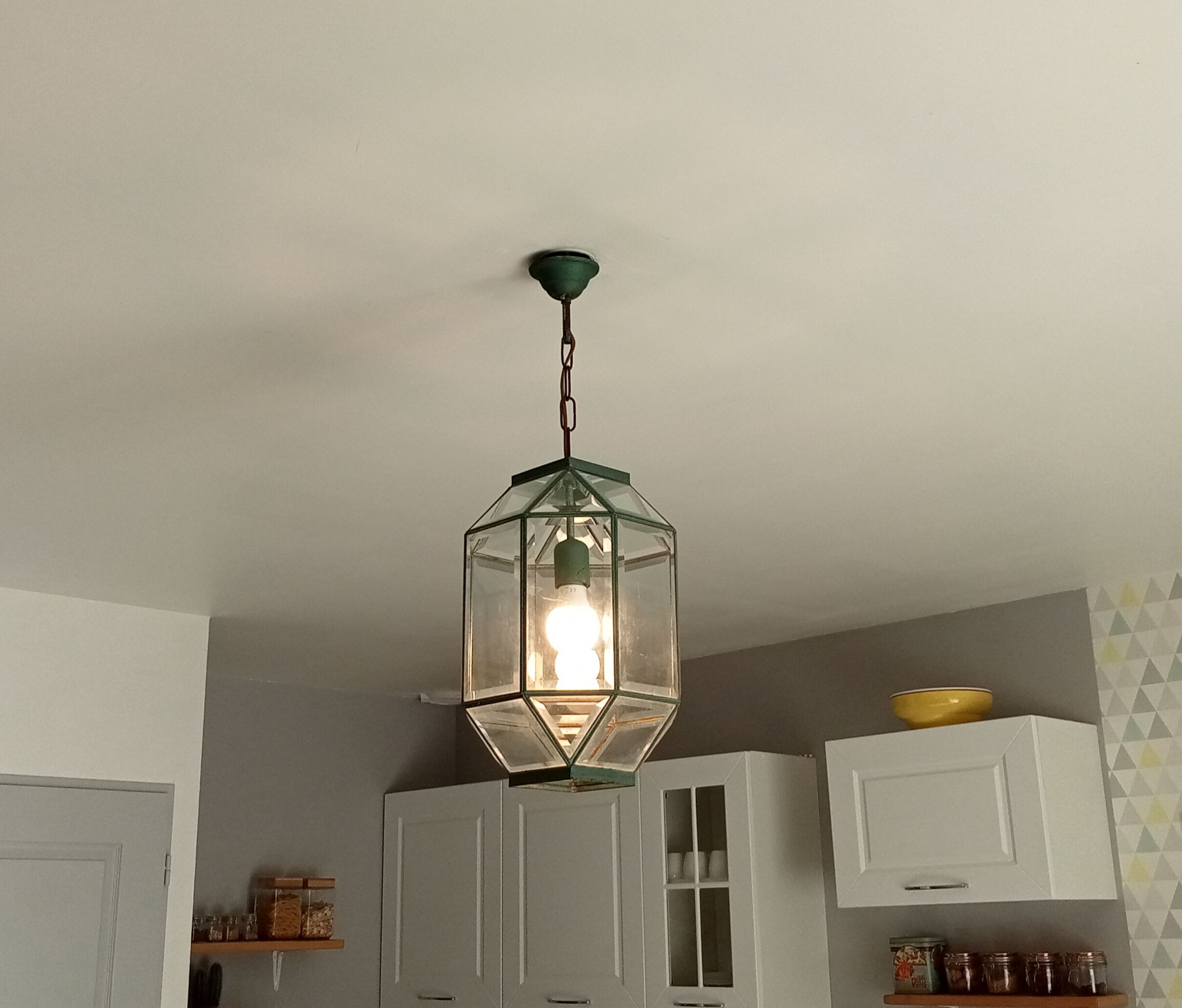 Vintage geometric pendant lamp 50s