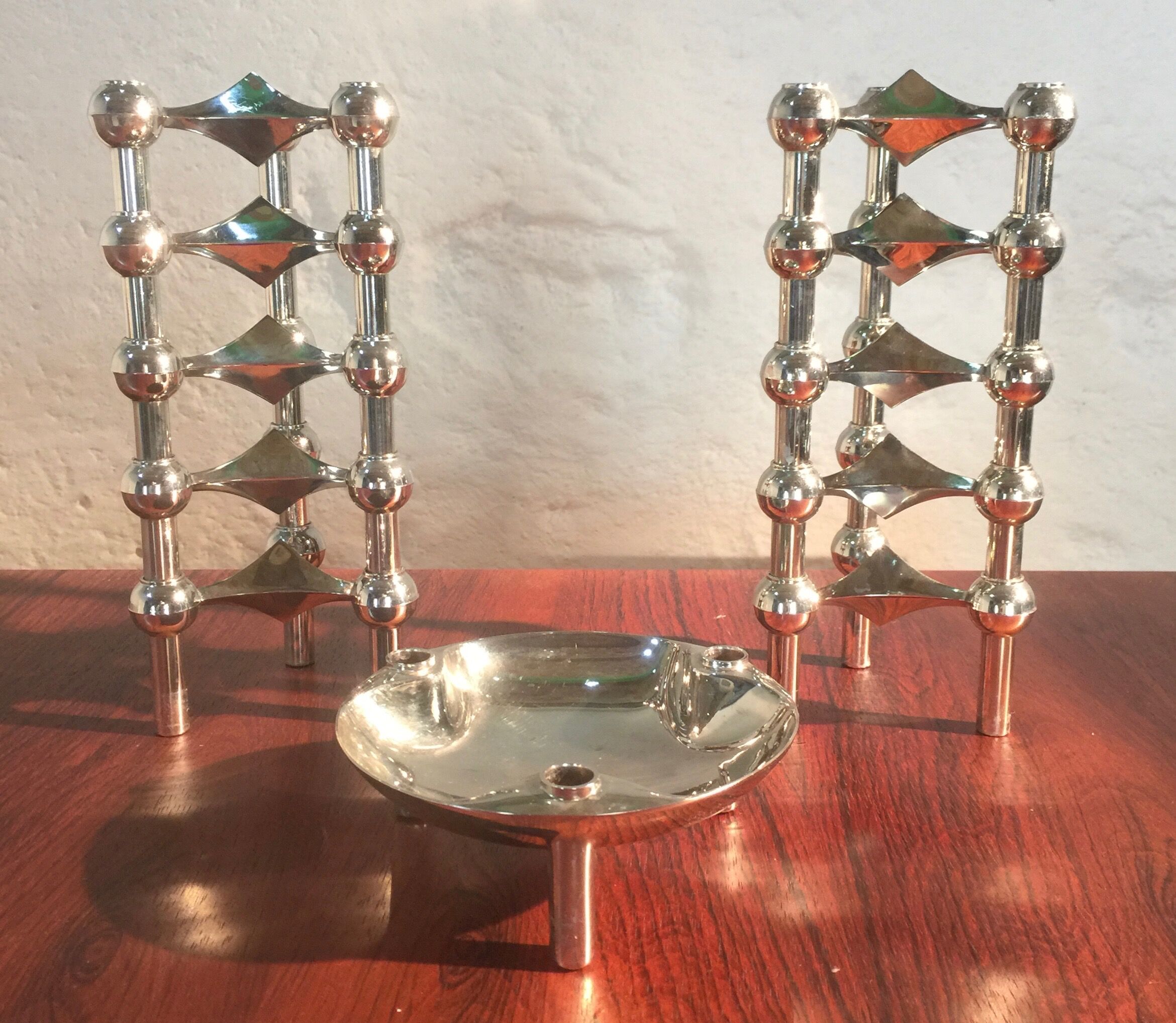Set of 10 candlesticks and 1 Nagel cup